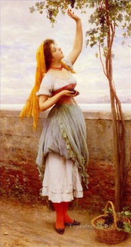 Impressionism Painting - The Grape Picker Eugene de Blaas beautiful woman lady